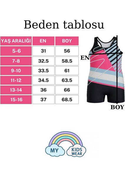 Kız Çocuk Deniz Yüzücü Mayoları 5-16 Yaş 11922 fiyatları