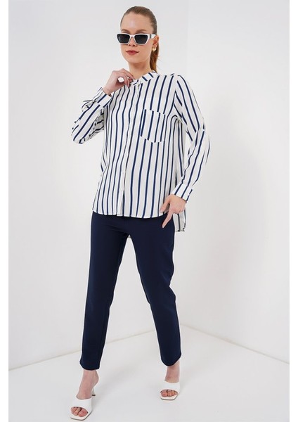 Uzun Kollu Çizgili Gömlek 20283 - B.lacivert fiyatları