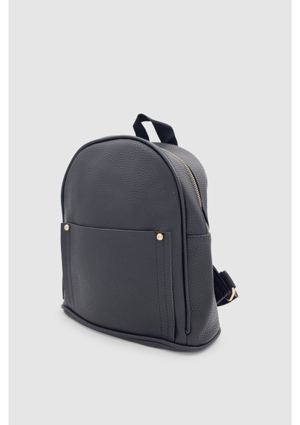 Furne Dış Bölmeli Dokulu Mini Sırt Çantası Siyah modelleri