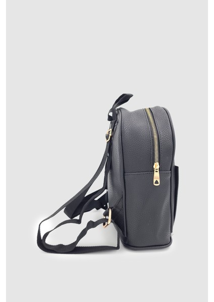 Furne Dış Bölmeli Dokulu Mini Sırt Çantası Siyah indirimleri