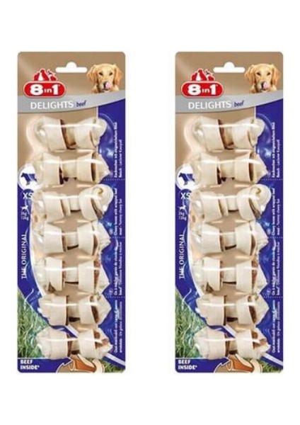 Delights Beef Bones Biftekli Düğümlü Köpek Ödül Kemiği (Xs) 84GR x 2 Adet