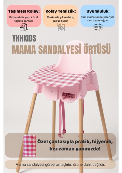 Lastikli Mama Sandalyesi Örtüsü + Taşıma Çantası – Tüm Sandalyelere Uyumlu, Yıkanabilir