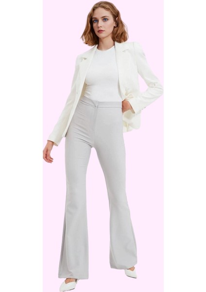 Kadın Yüksek Bel Ispanyol Paça Flare Pantolon Günlük Şık Tarz Hafta Sonu Dayanıklı Malzeme