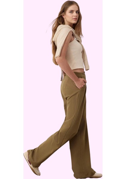 Kadın Geniş Paça Uzun Pantolon Düz Desen Wide Leg Yüksek Bel Günlük Yaz Aylarının Vazgeçilmezi fiyatları
