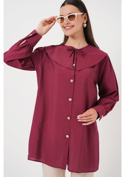 Bebe Yaka Uzun Tunik 5967 - Bordo