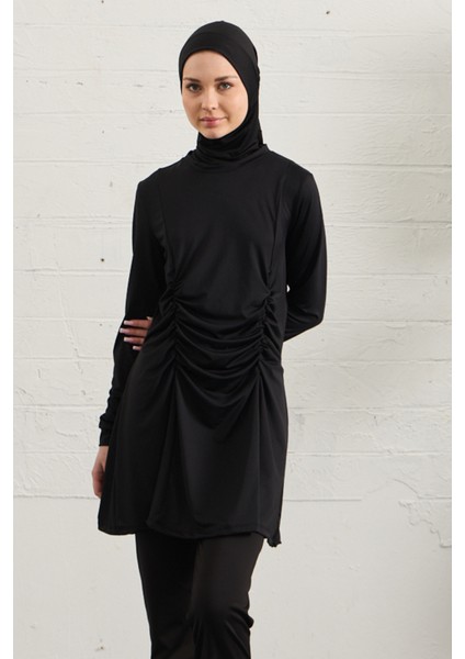 Likralı Tam Kapalı Tesettür Mayo 1429-01 Siyah
