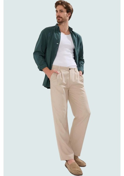 Erkek Baggy Fit Boru Paça Pantolon Düz Desen Günlük Kombinler Hafta Sonu Dayanıklı Malzeme fiyatları