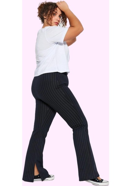 Kadın Büyük Beden Ispanyol Paça Çizgili Örme Tayt Pantolon Günlük Kombinler Modern Tasarım fiyatları
