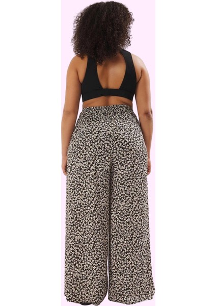 Kadın Geniş Paça Crinkle Dokuma Pantolon Çiçekli Desen Yüksek Bel Yazlık Plaj Günlük Kullanım modelleri