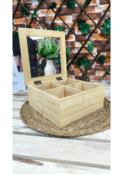 Bambu Çay Kutusu 4 Bölmeli, Poşet Çay Kutusu ve Organizer indirimleri