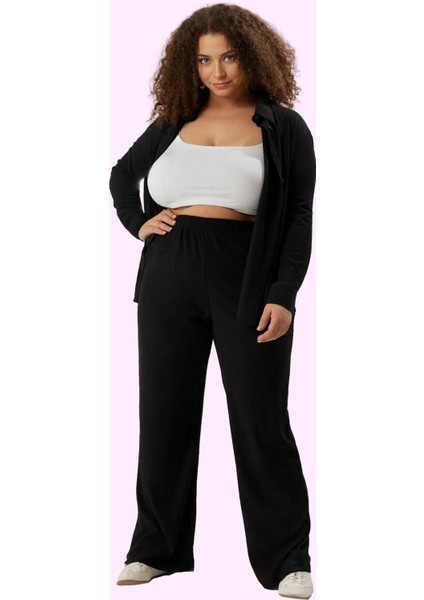 Kadın Yüksek Bel Geniş Paça Straight Pantolon Günlük Kullanım Için Rahat Dayanıklı Malzeme