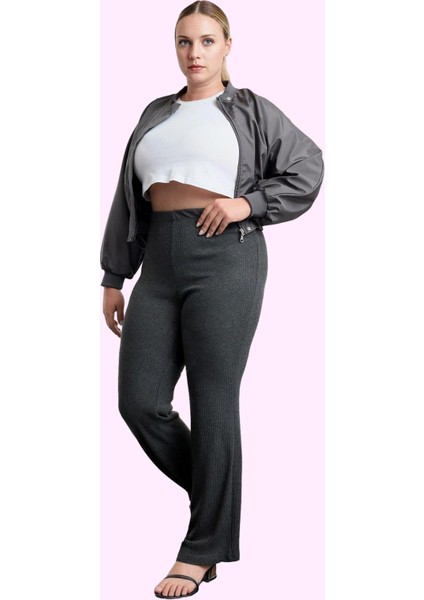 Kadın Yüksek Bel Ispanyol Paça Kaşkorse Örme Pantolon Regular Boy Yaz Aylarının Vazgeçilmezi fiyatları