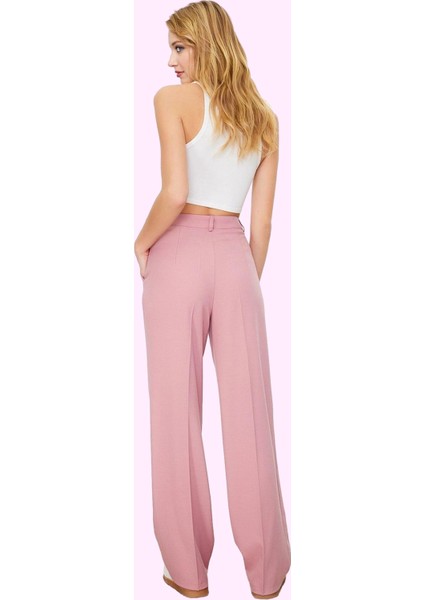 Kadın Straight Düz Kesim Pantolon Yüksek Bel Dokuma Kumaş Iş ve Günlük Kullanım Hafta Sonu modelleri