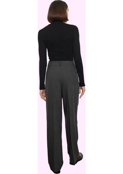 Kadın Straight Düz Kesim Pantolon Yüksek Bel Dokuma Kumaş Iş ve Günlük Kullanım Hafta Sonu modelleri