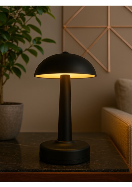 Siyah Mantar Masa Lambası – 3 Renk Işık (Kırmızı, Beyaz, Gün Işığı) | USB Girişli, Ayarlanabilir Şiddet modelleri