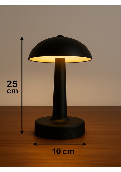 Siyah Mantar Masa Lambası – 3 Renk Işık (Kırmızı, Beyaz, Gün Işığı) | USB Girişli, Ayarlanabilir Şiddet fırsatları