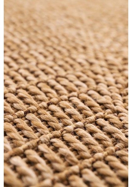 Boho 01 Naturel Yuvarlak Jüt Halı Yolluk Jüt Taban Jüt Kilim Hasır Halı Otantik Bohem Halı