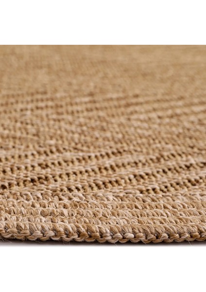 Boho 02 Naturel Yuvarlak Jüt Halı Yolluk Jüt Taban Jüt Kilim Hasır Halı Otantik Bohem Halı