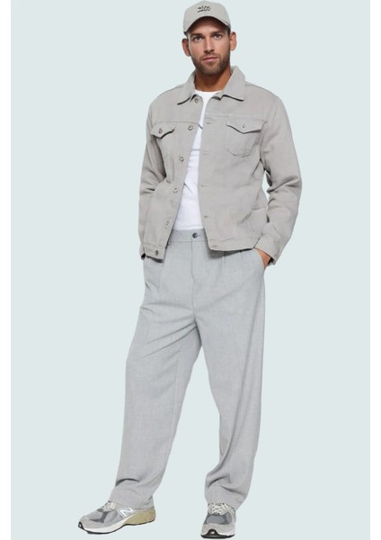 Erkek Geniş Paça Palazzo Pantolon Normal Bel Wide Leg Poliviskon Kumaş Günlük Kullanım Hafta Sonu