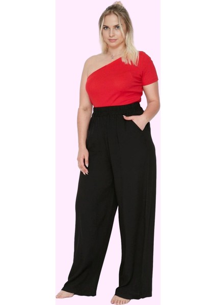 Kadın Geniş Paça Uzun Boy Pantolon Düz Desen Rahat Kalıp Günlük Kullanım Dayanıklı Malzeme