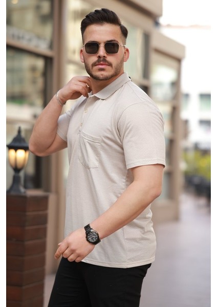 Erkek Yakalı Mini Jakarlı Kısa Kollu T-Shirt fiyatları