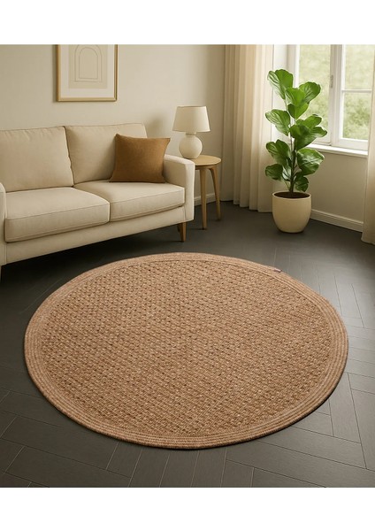 Boho 03 Naturel Yuvarlak Jüt Halı Yolluk Jüt Taban Jüt Kilim Hasır Halı Otantik Bohem Halı indirimleri