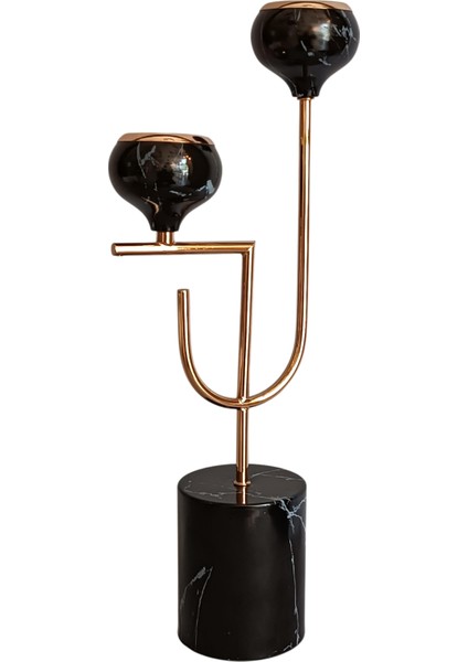 Polde Gold Detaylı Siyah Şamdan