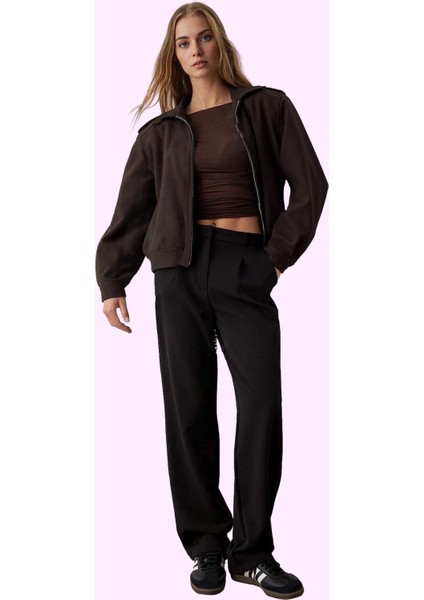 Kadın Geniş Paça Pileli Dokuma Pantolon Yüksek Bel Casual Günlük Yaz Aylarının Vazgeçilmezi fiyatları