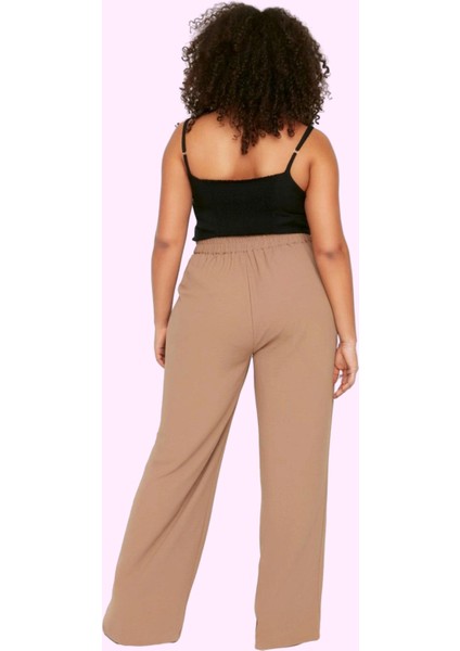 Kadın Yüksek Bel Geniş Paça Dokuma Pantolon Fermuarlı Casual Günlük Yaz Aylarının Vazgeçilmezi modelleri