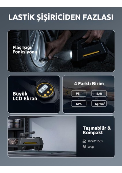 Yeni Auhma Araç Çakmaklık Uyumlu Dijital Göstergeli LED Işıklı Taşınabilir Araç Lastik Şişirme Hava Kompresörü indirimleri
