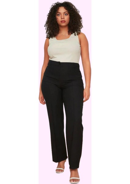 Kadın Yüksek Bel Geniş Paça Dokuma Pantolon Iş ve Günlük Kullanım Için Yaz Aylarının Vazgeçilmezi