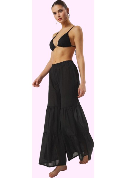 Kadın Plaj Pantolonu Pamuk Boru Paça Yazlık Rahat Kesim Günlük Kullanım Yaz Aylarının Vazgeçilmezi