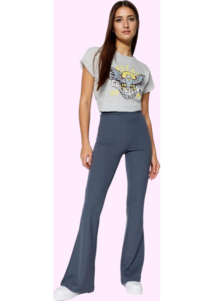 Kadın Yüksek Bel Flare Pantolon Günlük Kombinler Için Esnek Örme Kumaş Yaz Aylarının Vazgeçilmezi