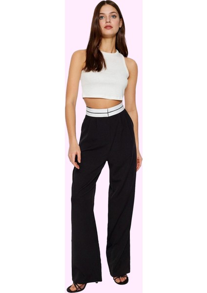 Kadın Geniş Paça Yüksek Bel Palazzo Pantolon Dokuma Kumaş Günlük Kullanım Kaliteli Malzeme fiyatları