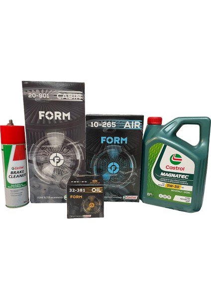 Ford Connect Filtre Bakım Seti 2003-2013 Dizel | Balata Spreyi ve Karter Tapası Hediye | 5W-30 Magnatec 4l | Castrol
