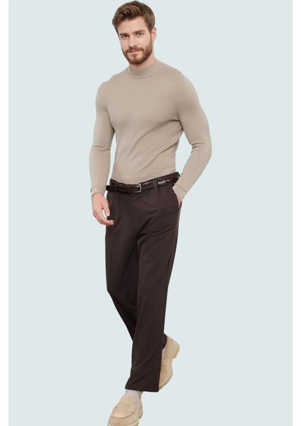 Erkek Baggy Fit Boru Paça Pantolon Düz Desen Günlük Kombinler Hafta Sonu Dayanıklı Malzeme