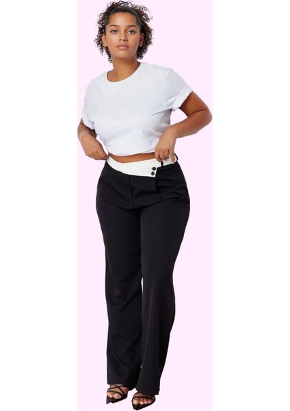 Kadın Yüksek Bel Geniş Paça Dokuma Pantolon Polyester Günlük Şıklık Yaz Aylarının Vazgeçilmezi fiyatları
