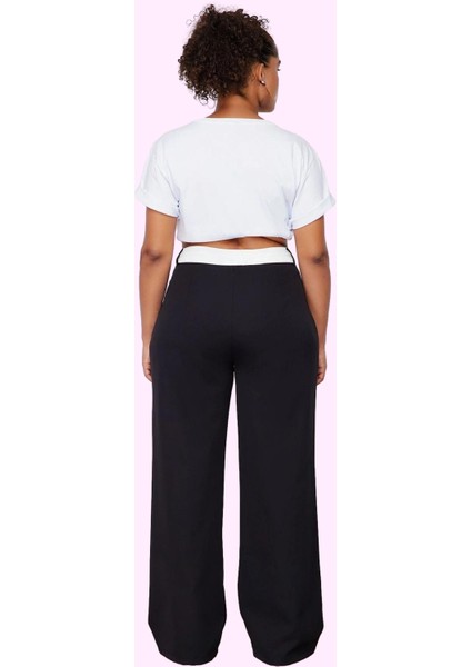 Kadın Yüksek Bel Geniş Paça Dokuma Pantolon Polyester Günlük Şıklık Yaz Aylarının Vazgeçilmezi modelleri