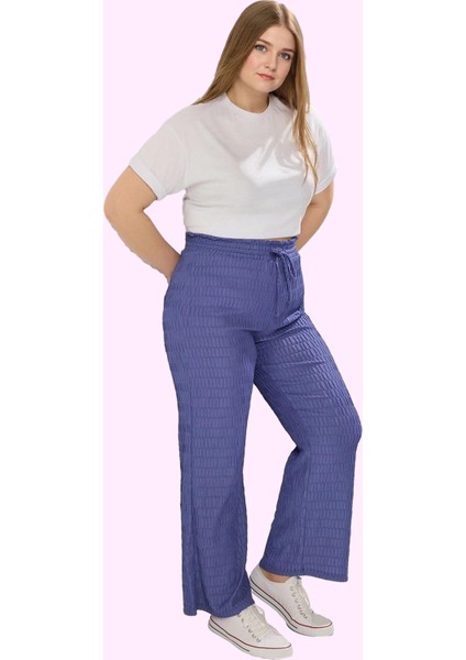 Kadın Geniş Paça Yüksek Bel Örme Pantolon Günlük Stil Hafta Sonu Yaz Aylarının Vazgeçilmezi fiyatları