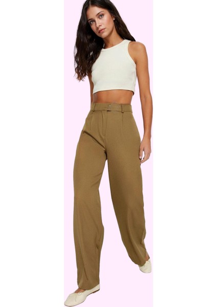 Kadın Geniş Paça Dokuma Pantolon Casual Stil Günlük Kombinler Için Yaz Aylarının Vazgeçilmezi fiyatları