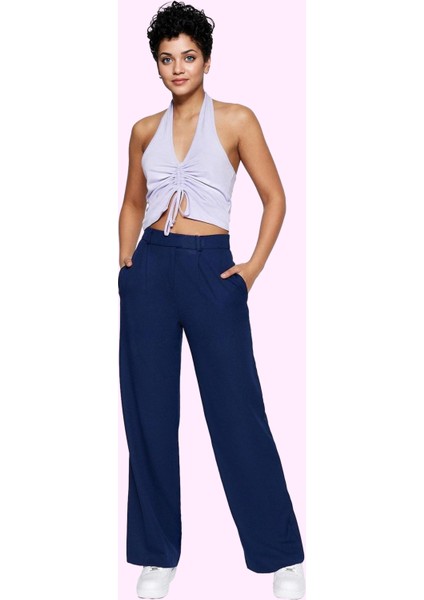 Kadın Geniş Paça Dokuma Pantolon Casual Stil Günlük Kombinler Için Yaz Aylarının Vazgeçilmezi fiyatları