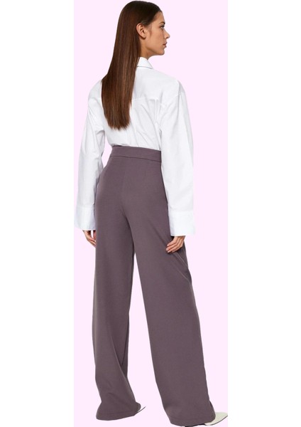 Kadın Geniş Paça Dokuma Pantolon Yüksek Bel Regular Boy Casual Günlük Yaz Aylarının Vazgeçilmezi modelleri