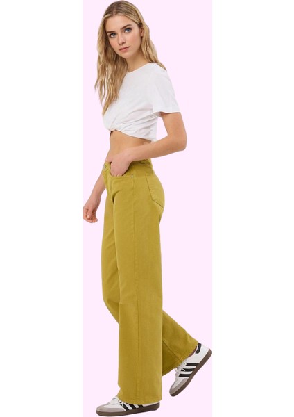 Kadın Yüksek Bel Geniş Paça Pantolon Pamuk Günlük Kombinler Hafta Sonu Yaz Aylarının Vazgeçilmezi fiyatları