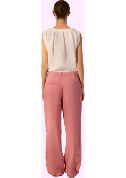 Kadın Yüksek Bel Geniş Paça Keten Pantolon Günlük Şıklık Hafta Sonu Yaz Aylarının Vazgeçilmezi fiyatları