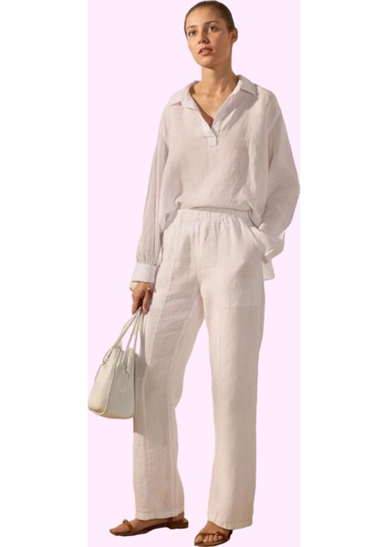 Kadın Yüksek Bel Geniş Paça Keten Pantolon Yaz Aylarının Vazgeçilmezi Stilin Buluştuğu Yer