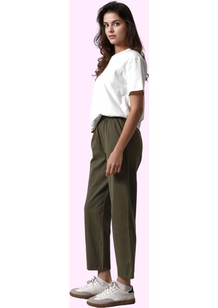 Kadın Jogger Pantolon Dar Paça Gabardin Kumaş Pamuk Günlük Kullanım Yaz Aylarının Vazgeçilmezi