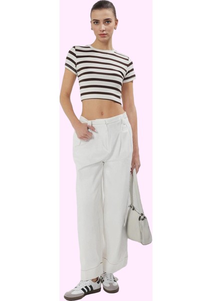 Kadın Geniş Paça Yüksek Bel Pantolon Pamuk Günlük Kullanım Hafta Sonu Yaz Aylarının Vazgeçilmezi fiyatları