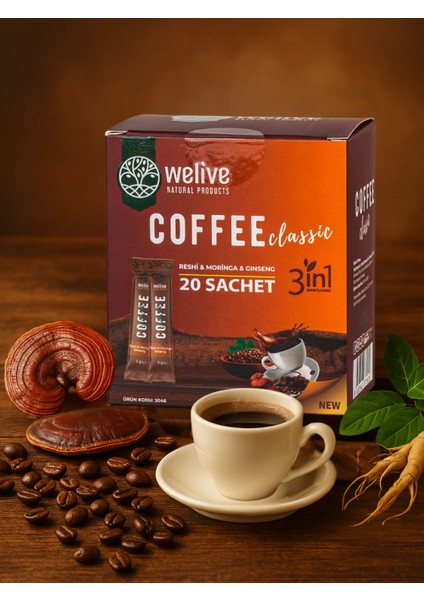 Welıve Kahve 3in1 Reshi & Moringa & Gınseng 20 Adet