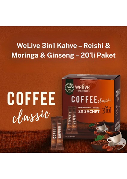 Welıve Kahve 3in1 Reshi & Moringa & Gınseng 20 Adet fırsatları