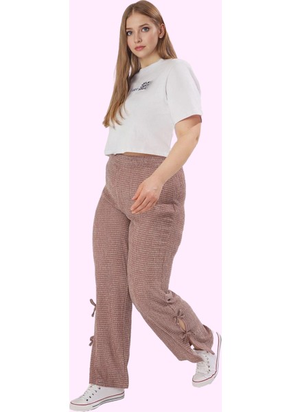 Kadın Geniş Paça Yüksek Bel Örme Pantolon Polyester Günlük Kombinler Yaz Aylarının Vazgeçilmezi fiyatları